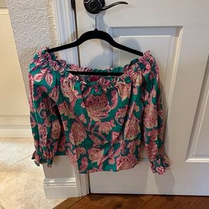 Flying Tomato Vibrant Floral Blouse - Pink and Green